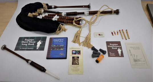 Mid-East Mfg. Brand Highland Bagpipes w/ Practice Chanter and Accessories image number 1