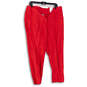 NWT Womens Red Flat Front Slim Fit Straight Leg Ankle Pants Size 14 image number 1