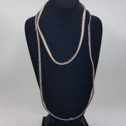 Chan Luu Sterling Silver Faux Pearl Leather Wrap 22"-35" Necklace Bracelet 2pcs
