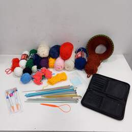 Assorted Knitting & Crochet Needles Various Colored Yarn & Accessories Bundle