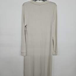 Beige Long Sleeve Fitted Dress With Slit alternative image