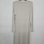 Beige Long Sleeve Fitted Dress With Slit image number 2