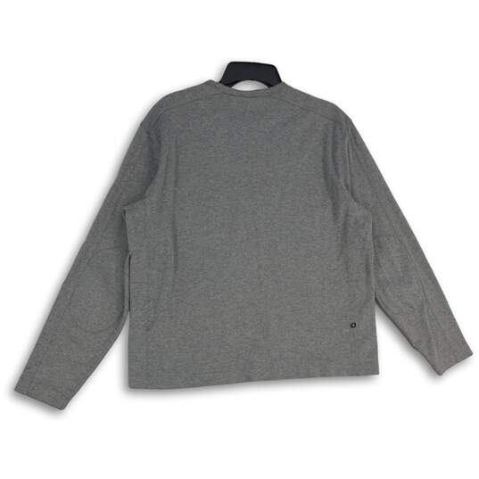 Mens Gray Long Sleeve Crew Neck Side Zipper Pocket Pullover Sweater Size XL image number 2