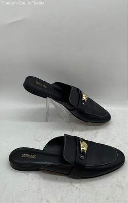 Michael Kors Womens MK Plate Black Leather Slip-On Mule Flats Shoes Size 9.5M alternative image