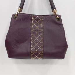 Michael Kors Purple Studded Leather Handbag alternative image