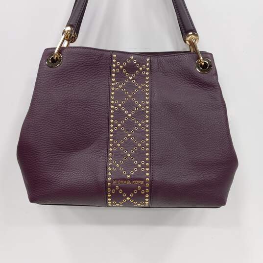 Michael Kors Purple Studded Leather Handbag image number 2