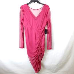 Bebe Women Pink Mesh Ruched Dress L NWT