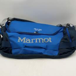 NWT Marmot Mens Blue Adjustable Strap Multi Pockets Zipper Duffel Bag