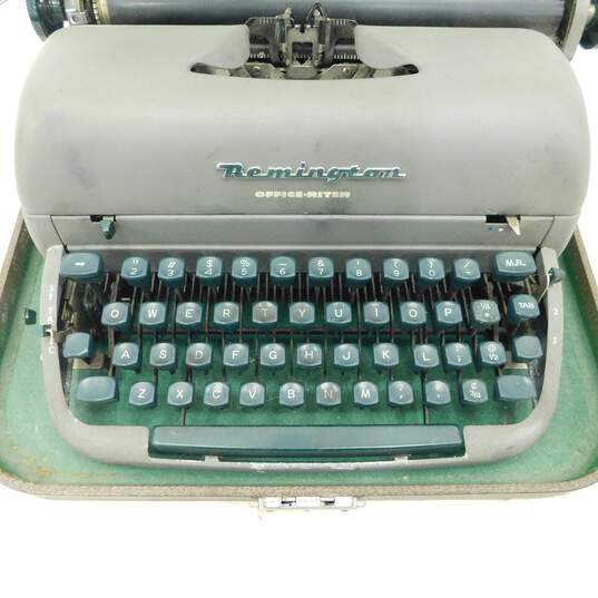 Vintage Gray Remington Office-Riter Miracle Tab Portable Typewriter & Case image number 2