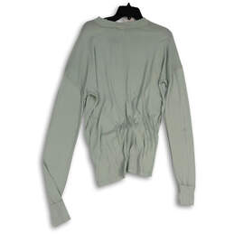 NWT Womens Green Round Neck Long Sleeve Knot Hem Pullover Sweatshirt Size S alternative image