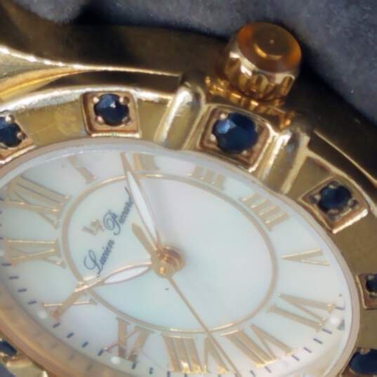 Lucien Piccard 26988YLBU MOP Dial & Sapphire Encrusted Bezel Gold Tone Watch image number 3