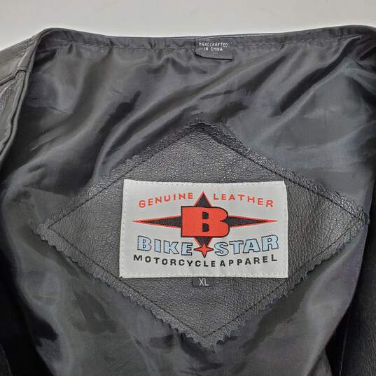Bike Star Motorcycle Apparel Genuine Leather Full Button Vest Size XL image number 3