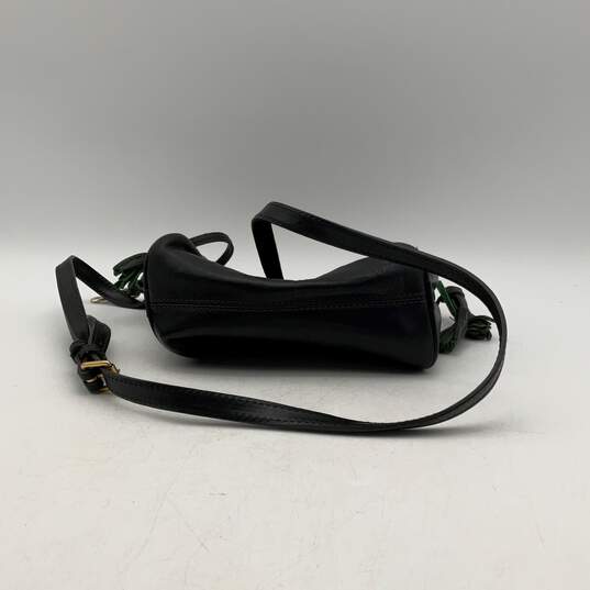 Dooney & Bourke Womens Black Leather Tassel Adjustable Strap Crossbody Bag Purse image number 4