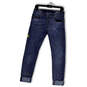 Womens Blue Denim Embroidered Stretch Pockets Cuffed Skinny Jeans Sz 29/30 image number 1