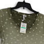 NWT Womens Green Star Print Round Neck Short Sleeve Pullover T-Shirt Size L image number 3