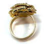 Designer Stella & Dot Gold-Tone Crystal Cut Stone Flower Band Ring image number 3