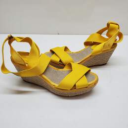 Elie Tahari Yellow Wedge Sandal Women's Size 38.5