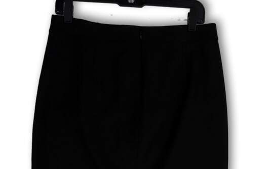 Womens Black Stretch Flat Front Back Zip Straight And Pencil Skirt Size 8 image number 4
