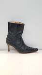 Black Bull Black Croc Embossed Leather Pointed Toe Heel Boots Shoes Size  9 B image number 1