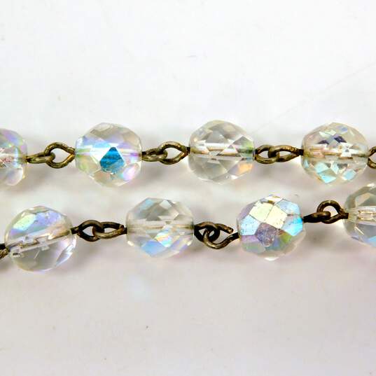 Vintage Silver Tone & Aurora Borealis Rosary Prayer Beads 99.8g image number 8