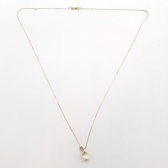 14K Gold FW Pearl Pendant Necklace Damage 2.0g image number 3