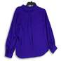 Chico's Womens Blue Ruffle Tie Neck Balloon Sleeve Tunic Blouse Top Size 8/10 image number 2