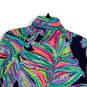 Womens Multicolor Leaf Print Kangaroo Pocket Half Zip T-Shirt Size Medium image number 4