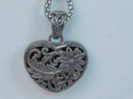 Sterling Silver Olon Shell Floral Heart Scroll Necklace & Earrings 17.9g alternative image