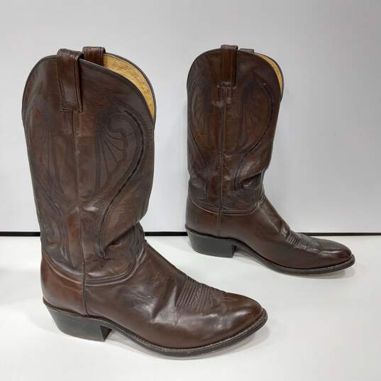 Ben Miller Men's Brown Leather Western Boots Size 10.5 image number 4