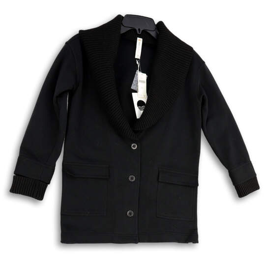 NWT Womens Black Long Sleeve Collared Pockets Button Front Jacket Size XXS image number 4