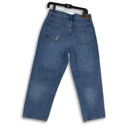 NWT Express Womens Blue Denim Medium Wash High Rise Distressed Mom Jeans Size 8R alternative image
