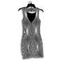 NWT Womens Black White Sequins Geometric Back Cutout Sheath Dress Size 3 image number 2