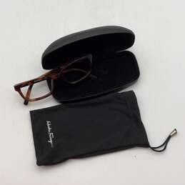 Salvatore Ferragamo Womens Brown Tortoise Rectangular Eyeglasses Frames W/Case
