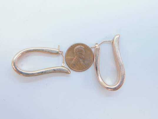 Milor 14K Rose Gold Chunky Puffed Unique Oblong Hoop Earrings 7.3g image number 3