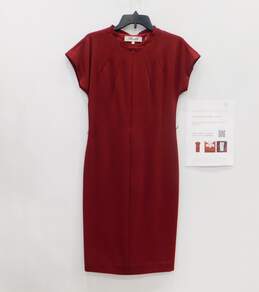 Diane Von Furstenberg Red Front Zip Sheath Dress Size 6