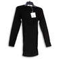 Womens Black Ribbed Long Sleeve Stretch Pullover T-Shirt Dress Size L image number 1
