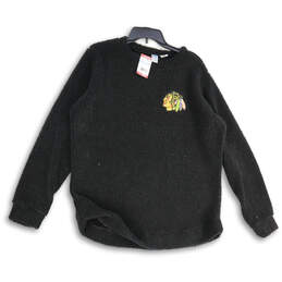 NWT Womens Black Long Sleeve Sherpa Round Neck NHL Pullover Sweater Size XL