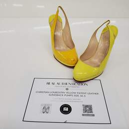 Christian Louboutin Yellow Patent Leather Slingback Pumps Women's Size 6