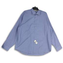 NWT Calvin Klein & Co. Mens Blue White Spread Collar Button-Up Shirt Size XXL