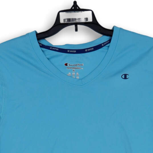 Womens Blue Short Sleeve V-Neck Vapor Performance Athletic T-Shirt Size XL image number 3