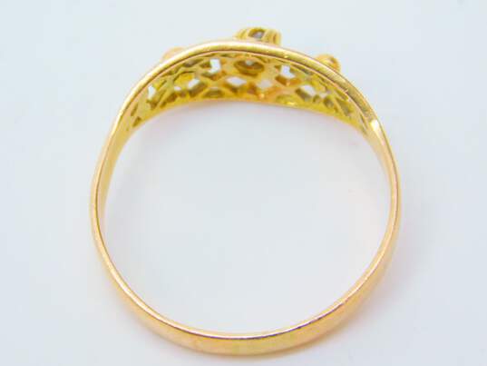 14K Yellow Gold Lattice Floral Ring 2.7g image number 3