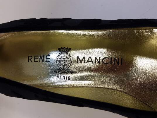 Rene Mancini Black Velvet Floral Pump Heels Women's Size 38 EU image number 8