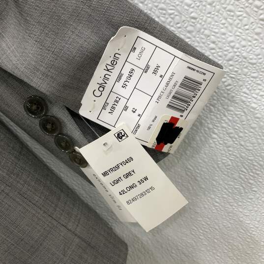 Calvin Klein NWT Mens Gray Long Sleeve Blazer & Pants 2 Piece Suit Set Size 42L image number 7