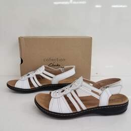 Collection by Clarks Leisa Janna White Leather Sandals IOB Size 10