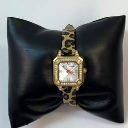 Designer Betsey Johnson BJ00043-02 Brown Black Leopard Band Square Wristwatch