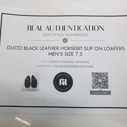 AUTHENTICATED MENS GUCCI BLACK LEATHER HORSEBIT LOAFERS SZ 7.5 alternative image