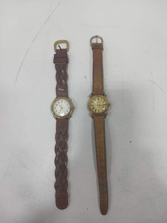 Guess Brand Watches w/ Brown Leather Bands image number 2