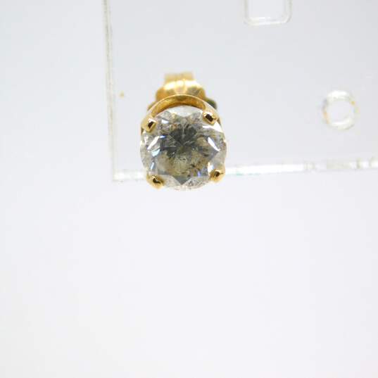 14K Yellow Gold 0.56 CT Round Diamond Single Stud Earring 0.6g image number 2