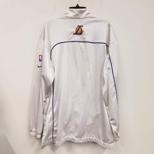 Mens White Los Angeles Lakers Long Sleeve Basketball-NBA Jacket Size XL image number 2