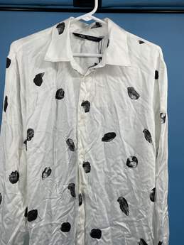 Womens White Black Spotted Long Sleeve Button-Up Shirt Size L T-0528238-G alternative image